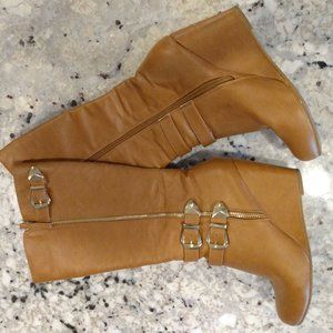 Knee High Camel Wedge Boots 7.5/8